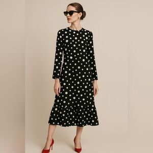 Polka Dot Maxi Dress - Black and White